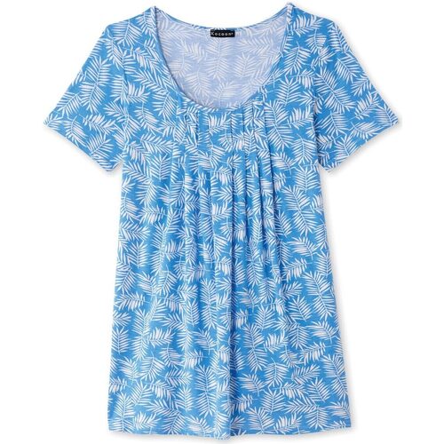 Vêtements Femme T-shirts & Polos Daxon by  - Tunique à plis manches courtes Bleu