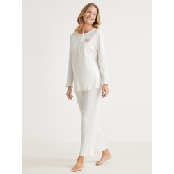 Vêtements Femme Pyjamas / Chemises de nuit Daxon by  - Pyjama manches longues coton Blanc