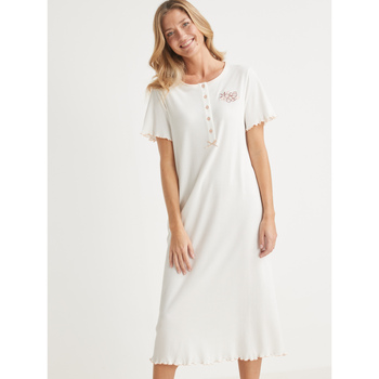 Vêtements Femme Pyjamas / Chemises de nuit Daxon by  - Chemise de nuit longue coton Blanc