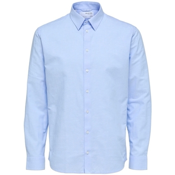 Vêtements Homme Chemises manches longues Selected Regnew-Linen - Cashmere Blue Bleu