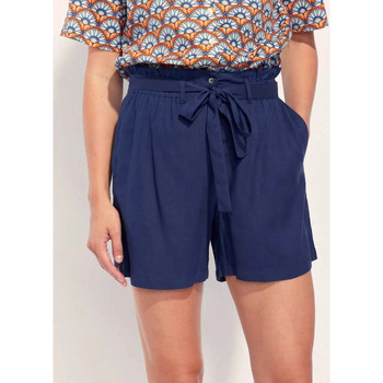 Vêtements Femme Shorts / Bermudas Blouse Sans Manches Impriméekong Short fluide Ecovero JUANA Bleu