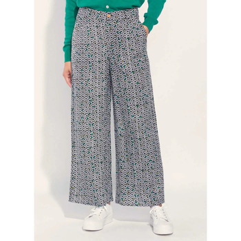 Vêtements Femme Pantalons La Fiancee Du Mekong Pantalon large coton lin taille haute AMELIA Vert
