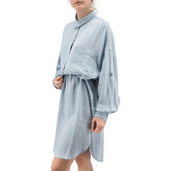 Vêtements Femme Robes longues Replay Robe chemise oversize en lin Essential Bleu