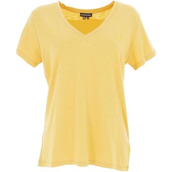 Vêtements Femme Cotton Knit Long Sleeve Crew Neck T-Shirt Superdry Studios slub emb vee tee yellow Jaune