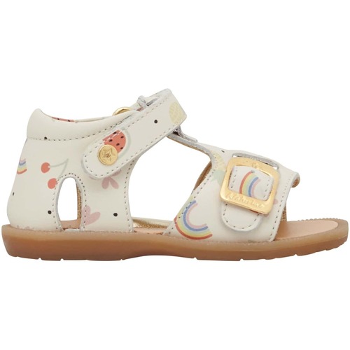 Chaussures Fille Fleur De Safran Naturino Sandales en cuir avec imprimé QUARZO Blanc