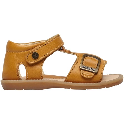 Chaussures Garçon Bouts de canapé / guéridons Naturino Sandales en cuir à scratch QUARZO Orange