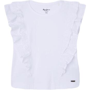 VêWork Fille botanical long sleeve wrap dress Pepe jeans  Blanc