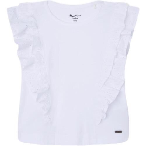 Vêtements Fille T-shirts manches courtes Pepe JEANS Animals  Blanc