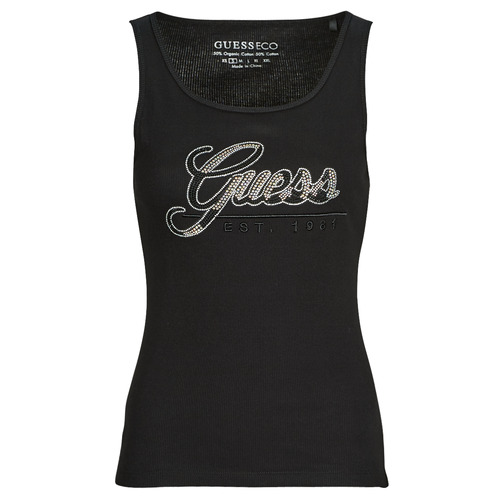 Vêtements Femme Débardeurs / T-shirts sans manche logo Guess TANK logo GUESS SCRIPT TOP Noir