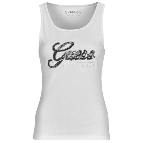 Vêtements Femme Débardeurs / T-shirts sans manche unveiled Guess TANK unveiled GUESS SCRIPT TOP Blanc