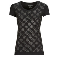 Vêtements Femme T-shirts manches courtes Guess SS VN 4G ALLOVER TEE Noir
