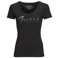 Vêtements Femme T-shirts manches courtes Guess SS RN GUESS SHINY TEE Noir