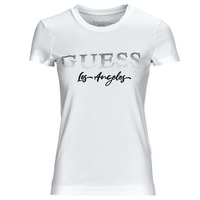 Vêtements Femme T-shirts manches courtes Guess SS CN LOGO MICRO Blanc