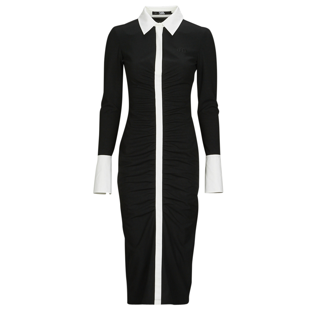 Vêtements Femme Robes longues Karl Lagerfeld LSLV POLO corporate DRESS Noir / Blanc