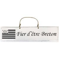 Maison & Déco Tableaux / toiles Qualiart Plaque décorative bois blanche - Fier d'être Breton Blanc
