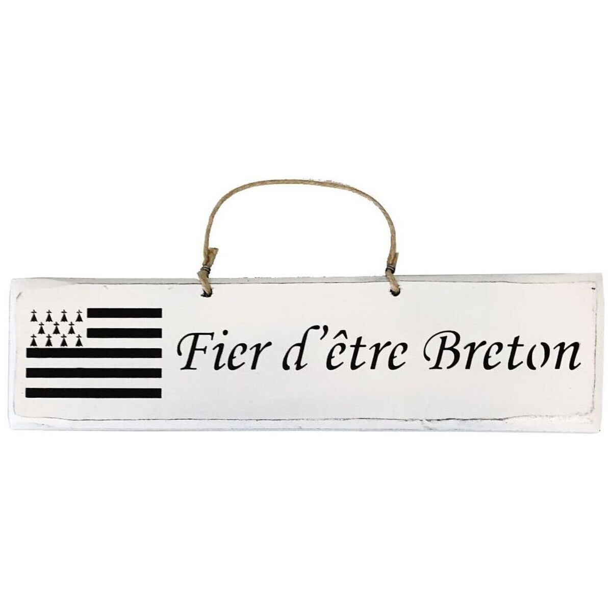 Maison & Déco Tableaux / toiles Qualiart Plaque décorative bois blanche - Fier d'être Breton Blanc