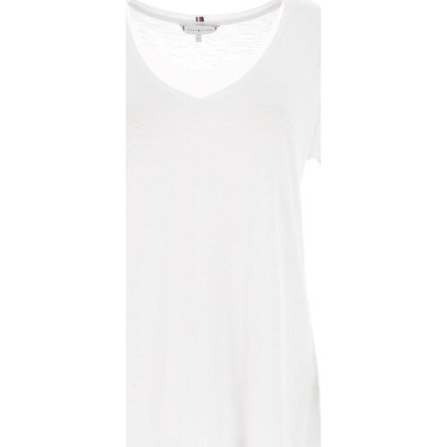 Vêtements Femme T-shirts manches courtes Tommy Hilfiger Reg lycl/linen v-nk Blanc