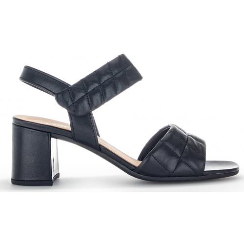 Chaussures Femme Sandales et Nu-pieds Gabor Sandales en cuir lisse à talon bloc recouvert Noir