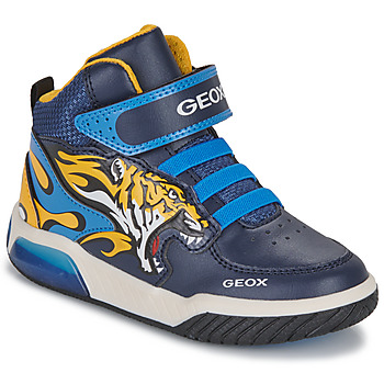 Chaussures Garçon Baskets montantes Geox J INEK BOY C Marine / Jaune
