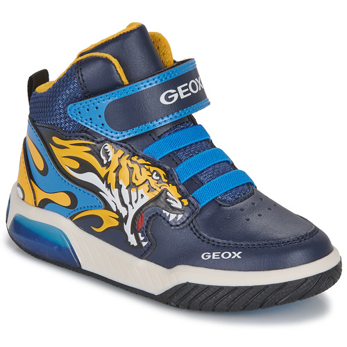 Chaussures Garçon Boots montantes Geox J INEK BOY C Marine / Jaune