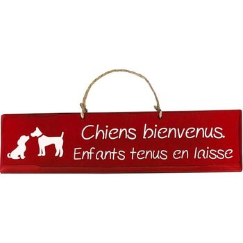 Maison & Déco Tableaux / toiles Qualiart Plaque décorative en bois - Chiens bienvenus - Rouge Hermès Rouge