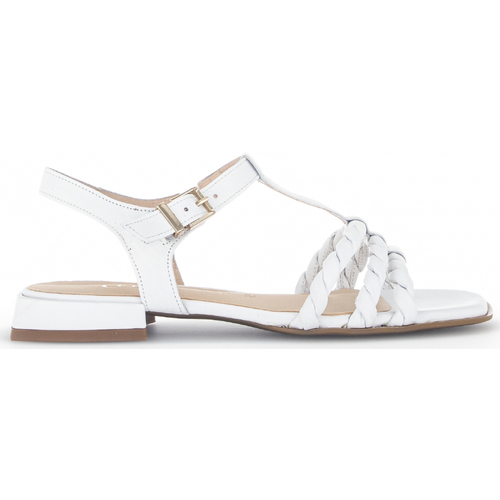 Chaussures Femme Sandales et Nu-pieds Gabor Sandales en cuir lisse à talon bloc recouvert Blanc