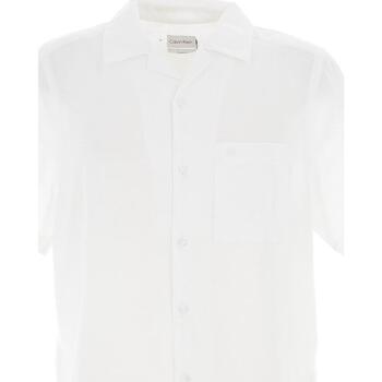 Vêtements Homme Chemises manches courtes Calvin Klein Jeans Linen cotton cuban s Blanc
