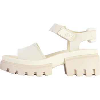 Chaussures Femme Sandales et Nu-Polacchi Timberland Sandale Compensée Cuir Evereleigh Backstrap Blanc