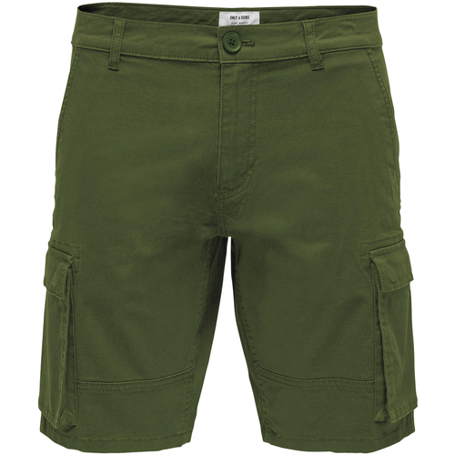 Vêtements Homme leather Shorts / Bermudas Only & Sons  Short coton Kaki
