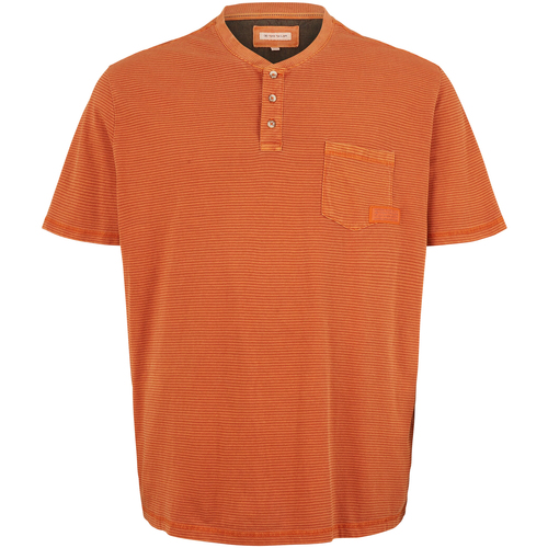 Vêtements Homme Type de fermeture Tom Tailor T-shirt droit coton col tunisien GRANDE TAILLE Orange