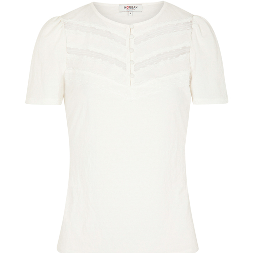 Vêtements Homme T-shirts monochrome manches courtes Morgan T-shirt col rond Blanc
