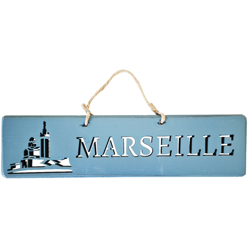 Oh My Sandals Tableaux / toiles Qualiart Plaque décorative en bois bleue - Marseille Bleu
