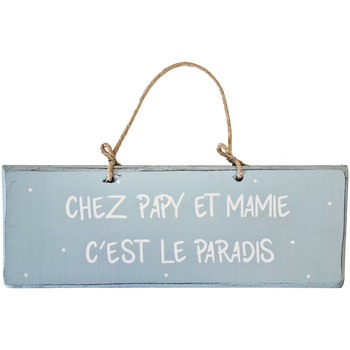 Maison & Déco Tableaux / toiles Qualiart Plaque décorative en bois bleu ciel - Chez Papy et Mamy Bleu