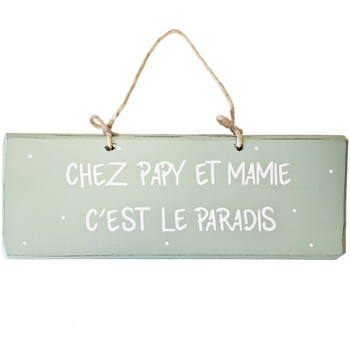 Maison & Déco Tableaux / toiles Qualiart Plaque décorative en bois vert - Chez Papy et Mamy Vert