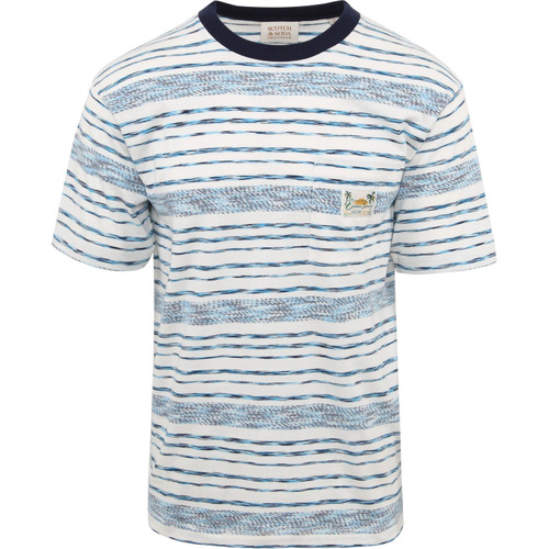 Vêtements Homme T-shirts & Polos Scotch & Soda Scotch & Soda T-Shirt Kompressions Poche Rayures Bleu Bleu