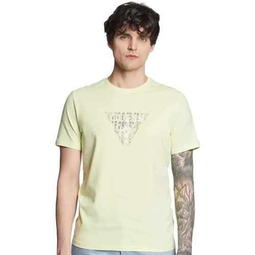 Vêtements Homme T-shirts manches courtes Guess Logo Geo Triangle Jaune