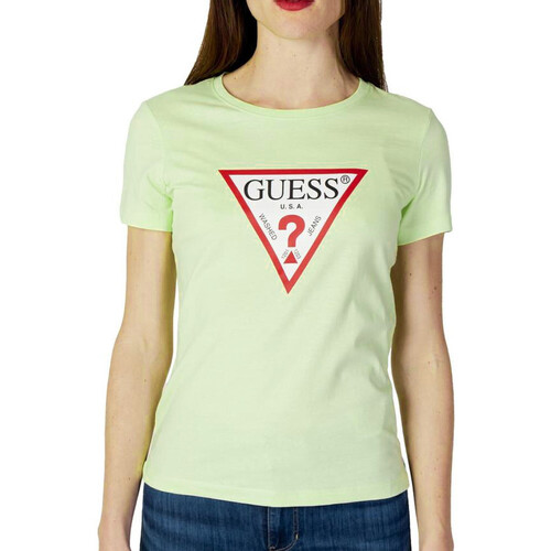 Vêtements Femme ribbed V-neck T-shirt Guess W1YI1B-I3Z11 Vert