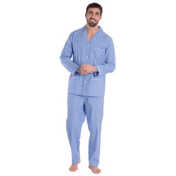 Vêtements Homme Pyjamas / Chemises de nuit Kindy Pyjama long en popeline pur coton motif carreaux Bleu