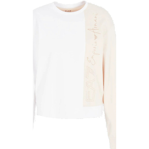Vêtements Femme Sweats emporio armani fein gestrickter pullover mit v ausschnitt item Maglia a maniche lunghe EA7 Blanc