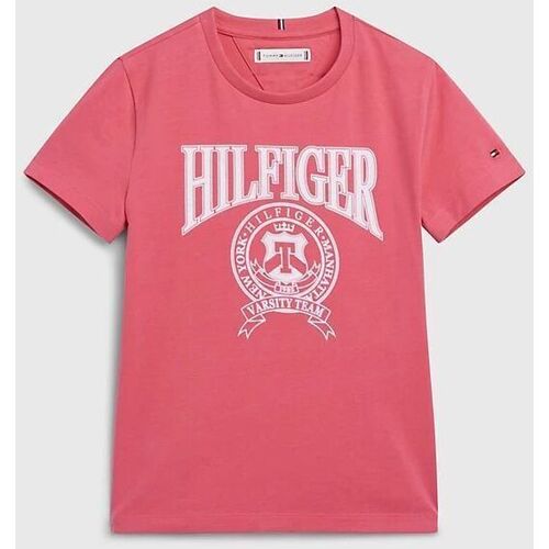 Vêtements Fille Tommy Hilfiger Junior embroidered-logo T-shirt Tommy Hilfiger KG0KG07081-X14 WHASHED CRISON Rose