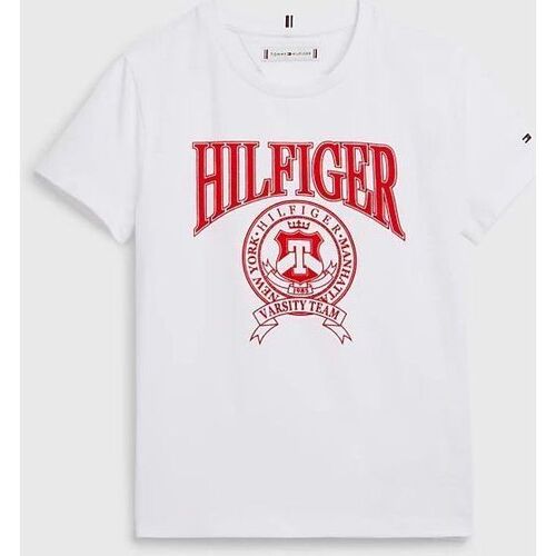 Vêtements Fille Tommy Hilfiger Junior embroidered-logo T-shirt Tommy Hilfiger KG0KG07081-YBR WHITE Blanc