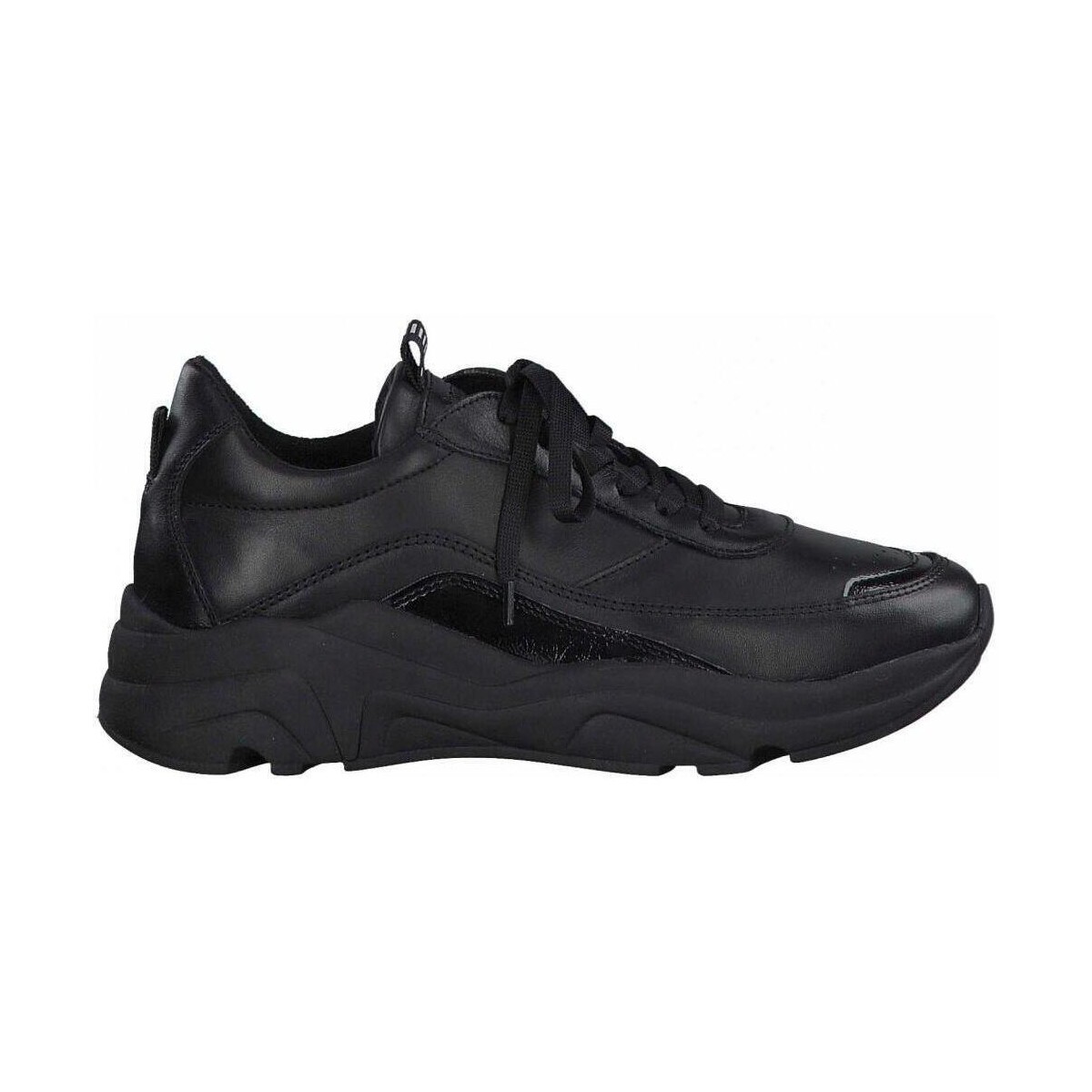 Chaussures Femme Baskets basses Tamaris Black Casual Leather Trainers Noir