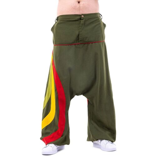 Vêtements Pantalons fluides / Sarouels Fantazia Sarouel grande taille mixte arc-en-ciel tricolore reggae Vert