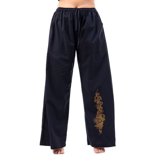Vêtements Pantalons fluides / Sarouels Fantazia Pantalon large japonais original Flowerlee Noir