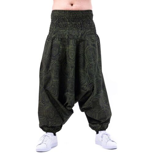 Vêtements Pantalons fluides / Sarouels Fantazia Sarouel mixte large élastique Bassvibes Vert