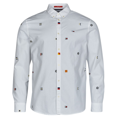 Vêtements Homme Chemises manches longues Tommy Jeans TJM CLSC FLAG PoloTER SHIRT Blanc