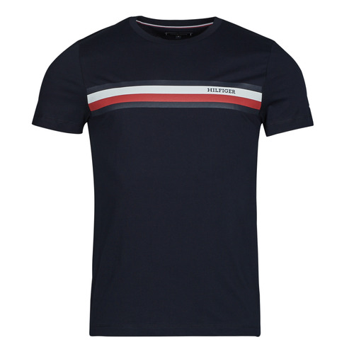 Vêtements Homme T-shirts manches courtes Joy Tommy Hilfiger RWB MONOTYPE CHEST STRIPE TEE Marine