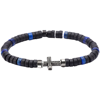 Montres & Bijoux Bracelets Sixtystones Bracelet Heishi Agate et Lapis Lazuli-Medium-18cm Beige