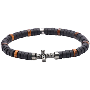 bracelets sixtystones  bracelet heishi tigre croix acier-large-20cm 