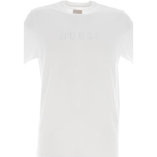 Vêtements Homme T-shirts manches courtes Guess Ss classic pima emb crew Blanc